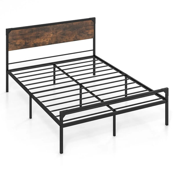 Industrial Metal Platform King Bed Frame