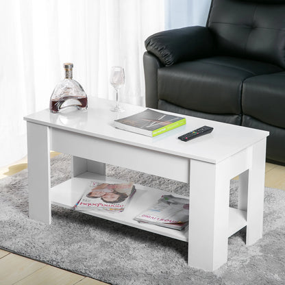 Lift up top coffee table with storage and shelf