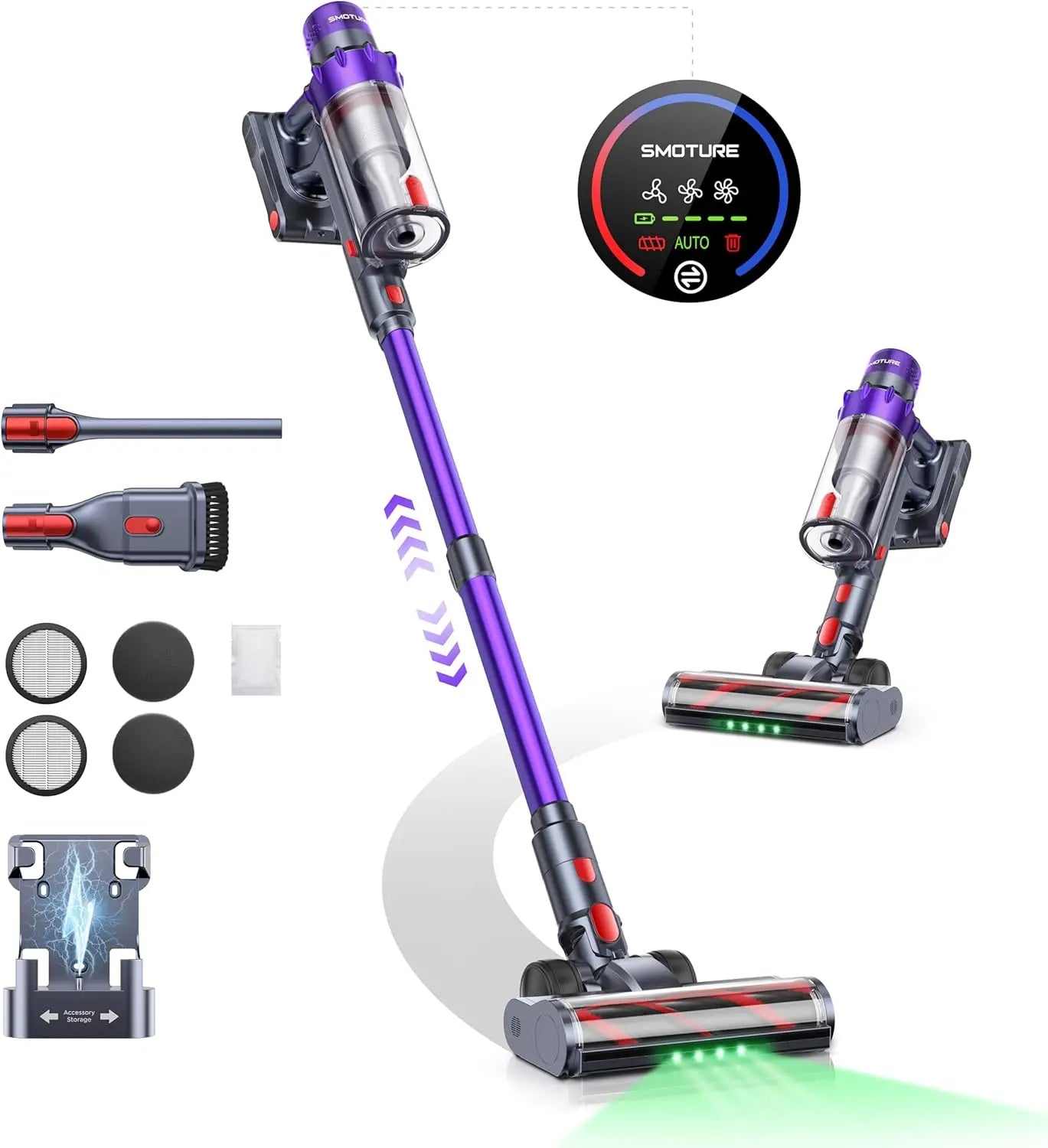 Cordless vacuum cleaner with touch screen