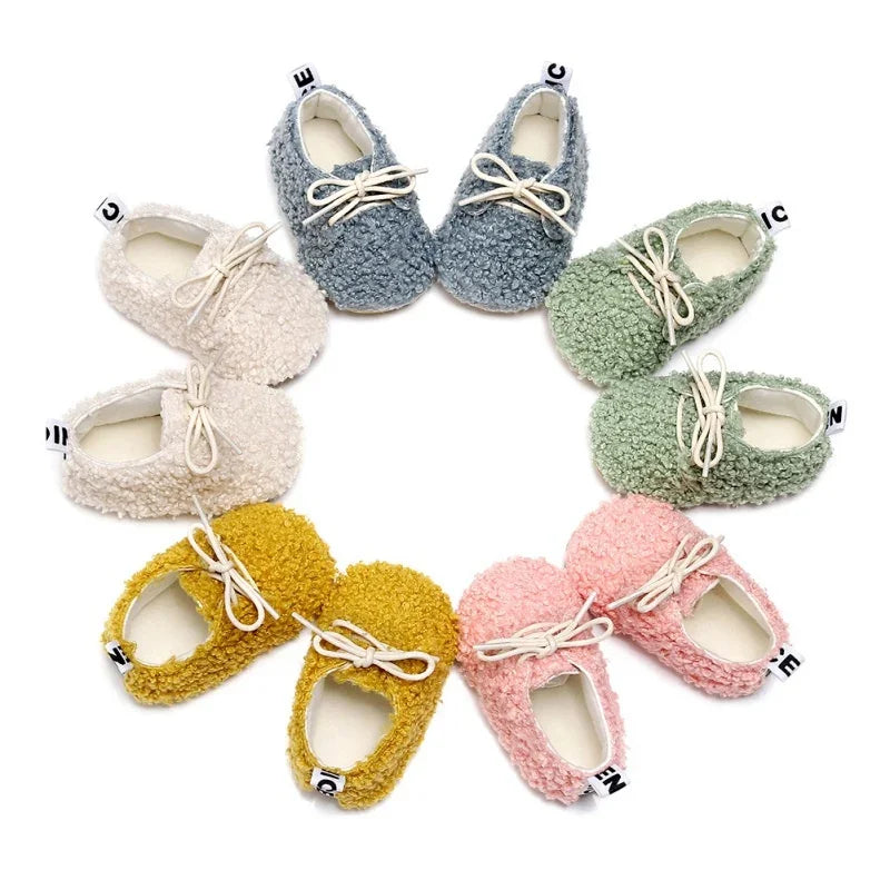 Plus velvet soft sole lace-up cotton shoes