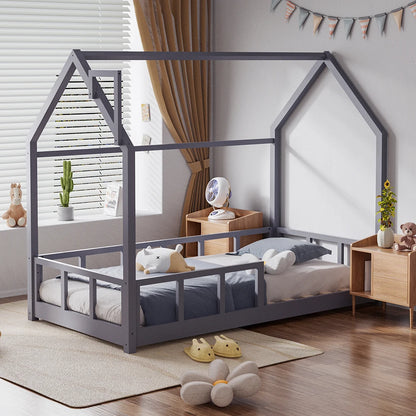 Child’s bed with house frame pine wood