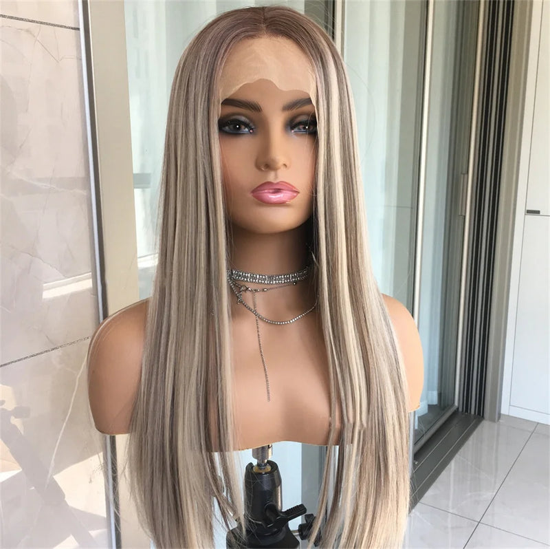 Highlight Blonde Platinum Straight Lace Front Wig