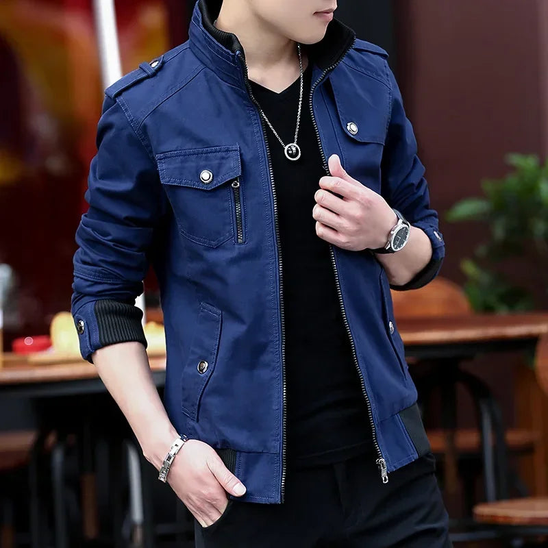 Fashion Stand Collar Cargo Jacket Coat