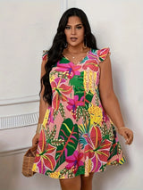 Plus Size Summer Floral Print Dress