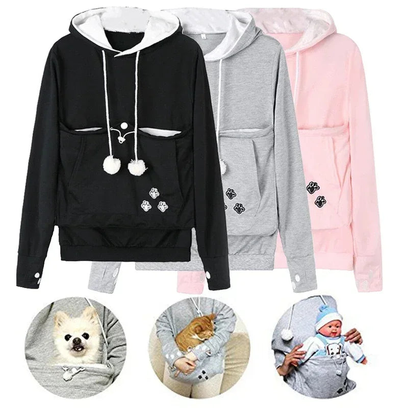 Cute Cat and Dog Printed Hooded Sweater
