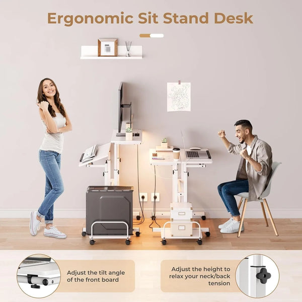Height Adjustable Laptop Rolling Sit-Stand