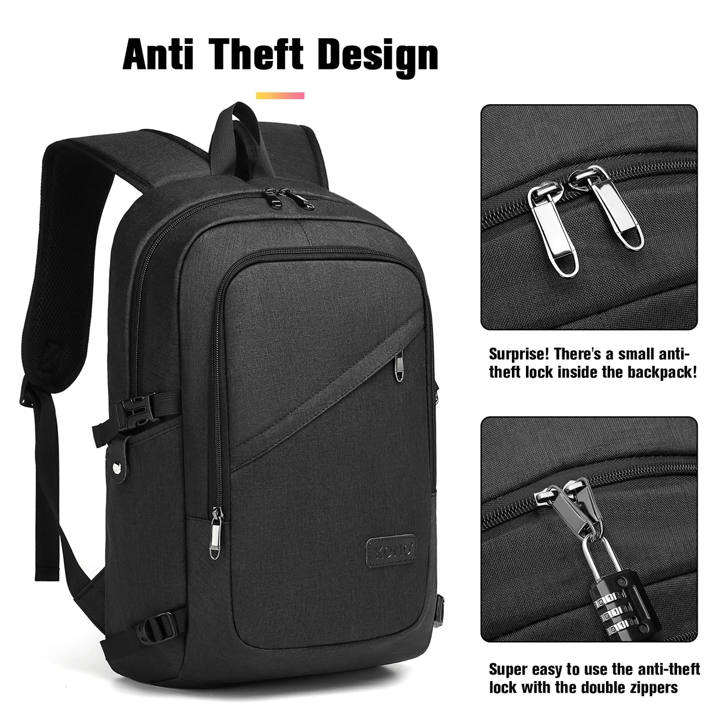 Anti-theft usb-charged laptop backpack