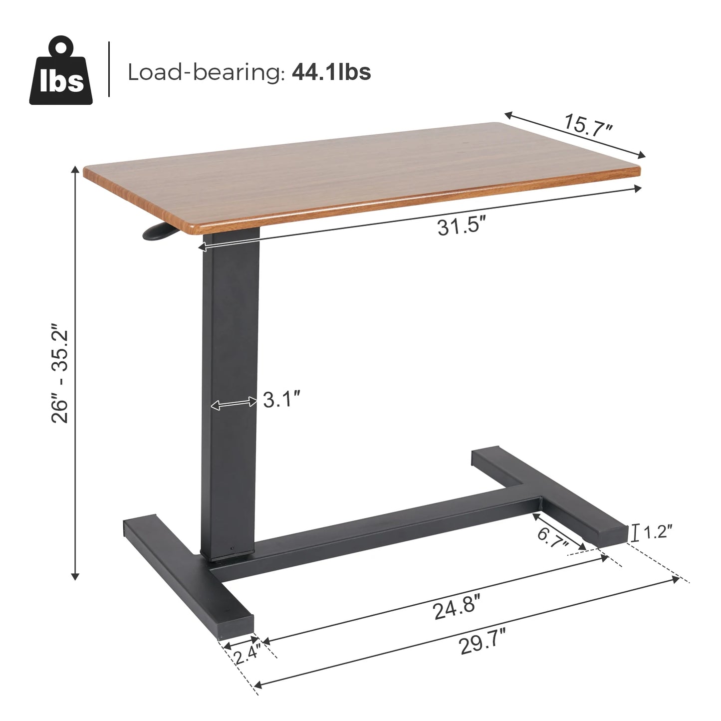 Adjustable rolling cart overbed bedside laptop desk