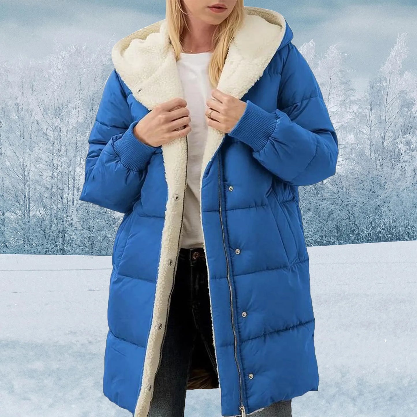 Double faced fleece slim fit temperament wool coat