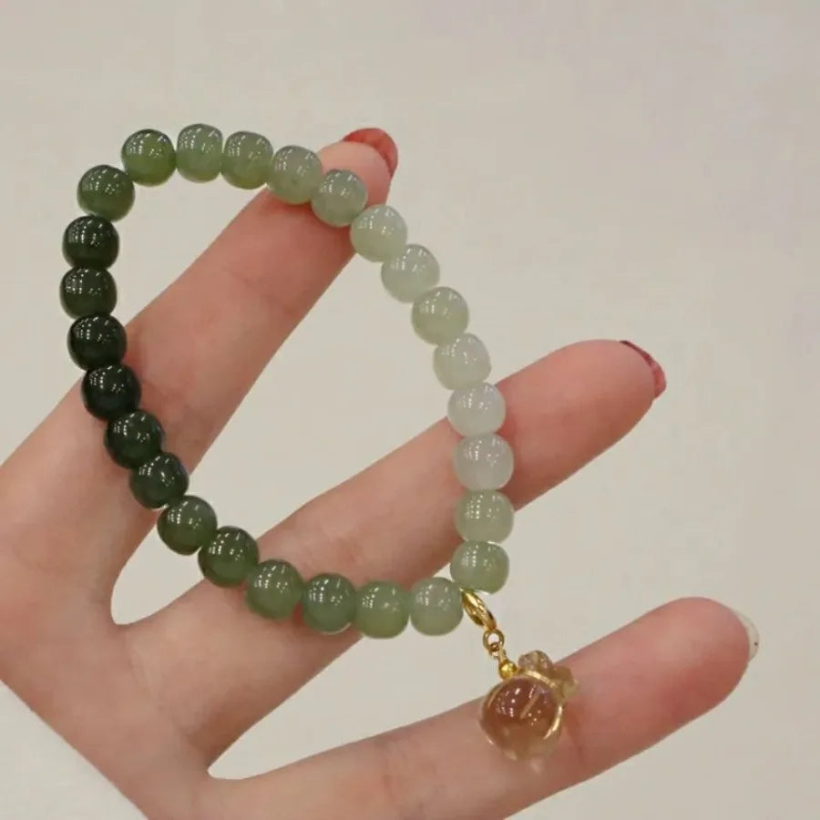 Gradient Jade Barrel Bead Bracelet