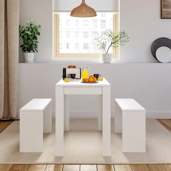 Modern Dining Table and Benches Set