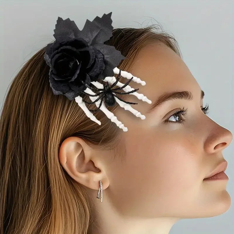Halloween Black Rose Hairpin