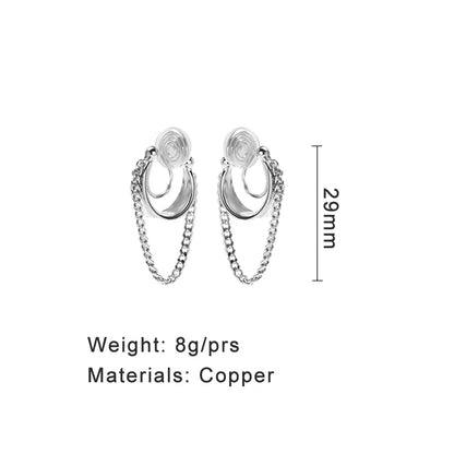 Copper Link Chain Clip Earrings