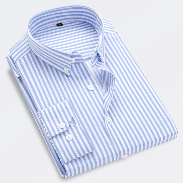 Men's Striped Casual Long Sleeve Slim Fit Shirt