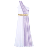 One Shoulder Chiffon Overlay Vintage Dress