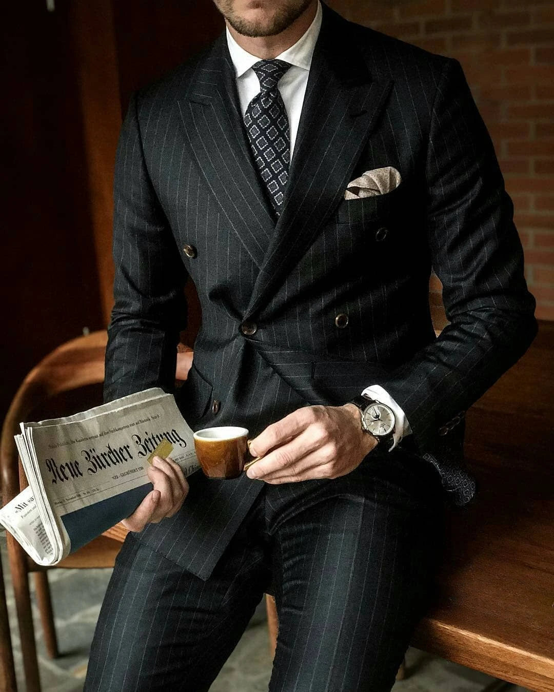 Double breasted slim fit 2piece blazer