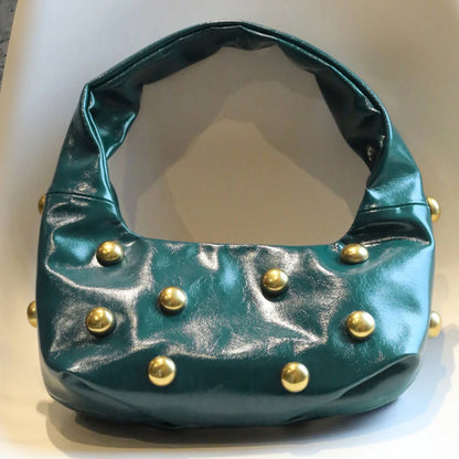 Elegant pu leather rivet shoulder bag