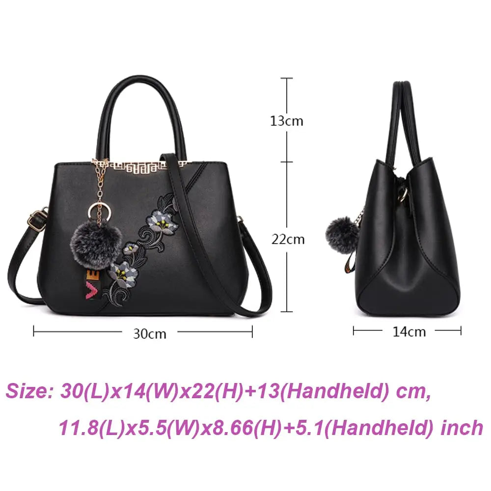 Elegant embroidery shoulder handbag