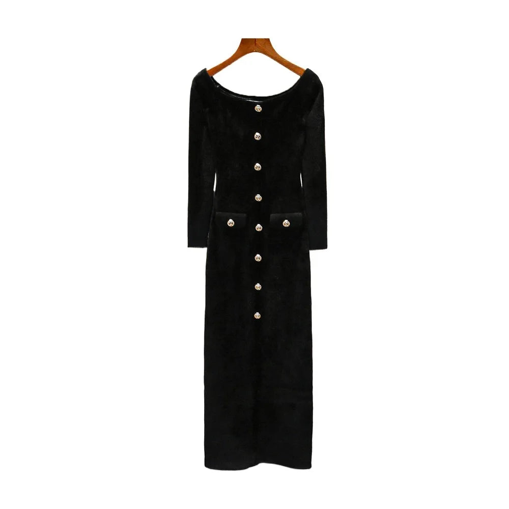 Knitted single breasted corset dress