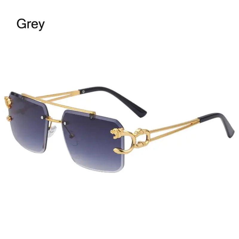 Retro Cheetah Decoration Rimless Sunglasses