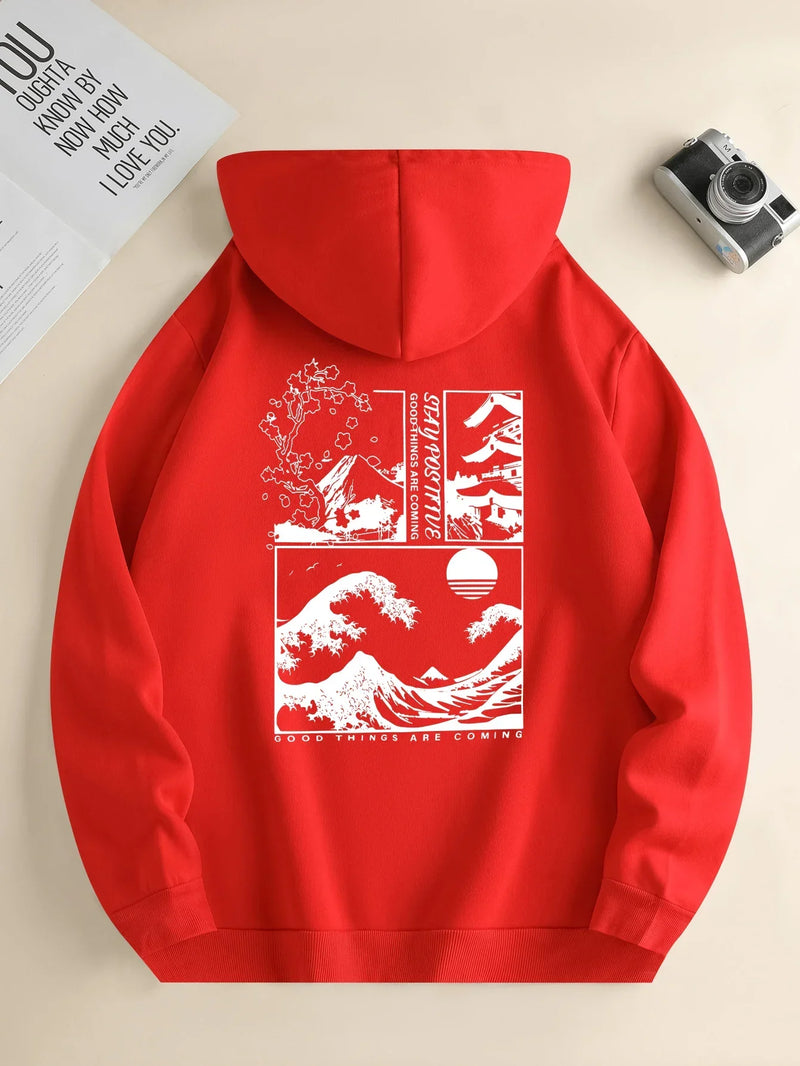 Men's Landscape Print Long Sleeve Hoody