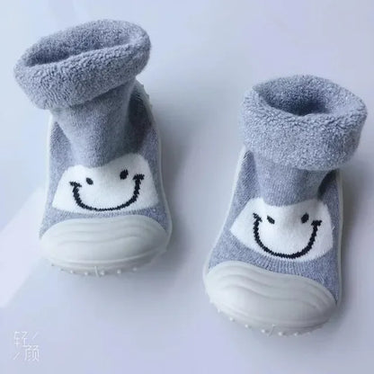 Rubber sole cartoon toddler socks shoes