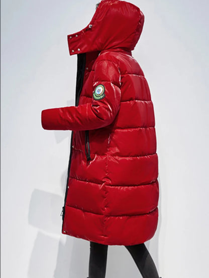 Women's long puffer loose waterproof coat