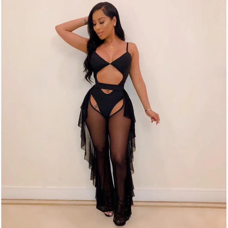Hollow Out Spaghetti Strap Bodysuit