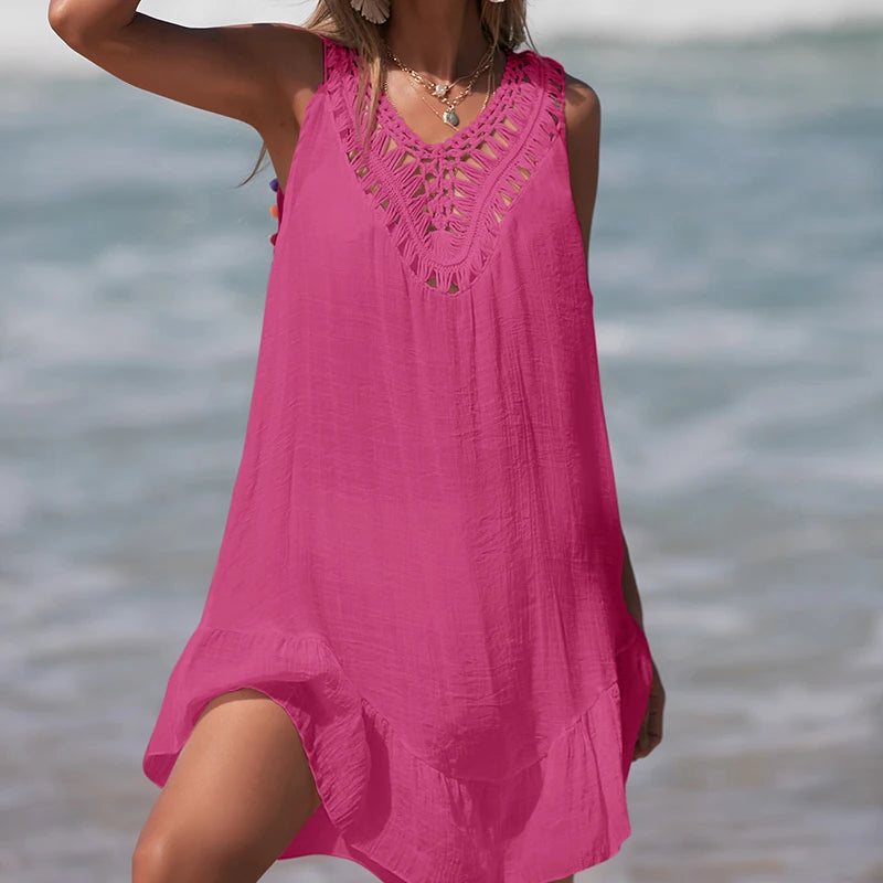 Hollow Out Crochet Splicing Beach Dress