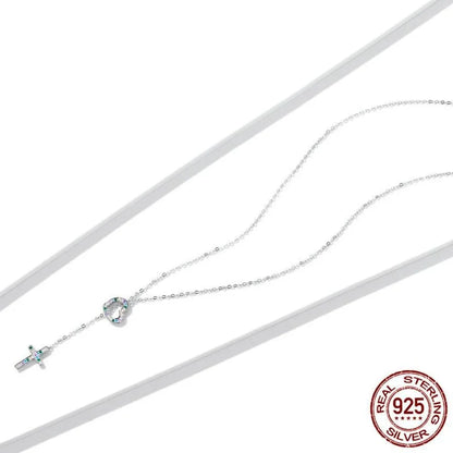 Women's Sterling Silver Heart Cross Necklace