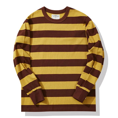 Polyester vintage striped long sleeve t-shirt