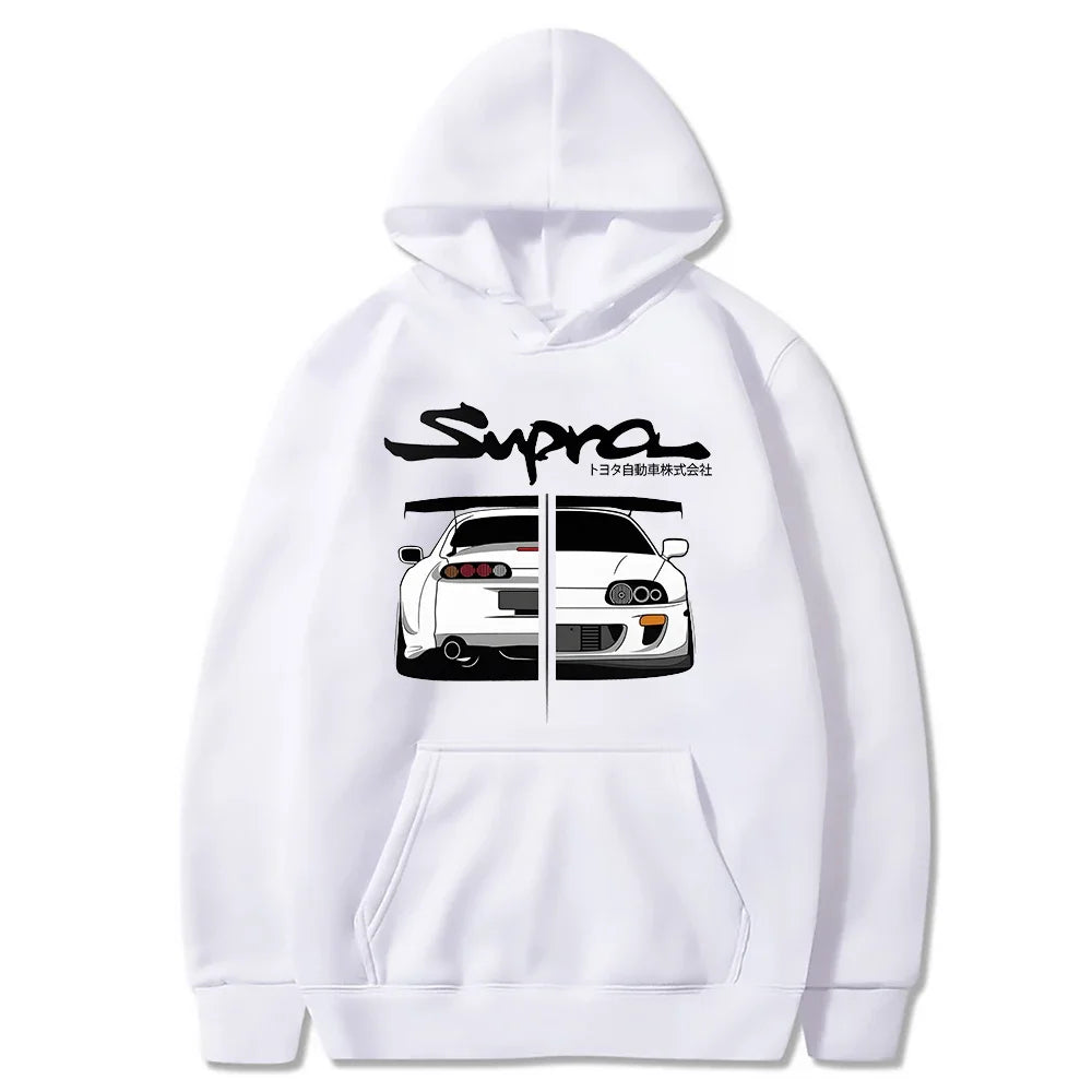 Manga print loose long sleeve hoodie