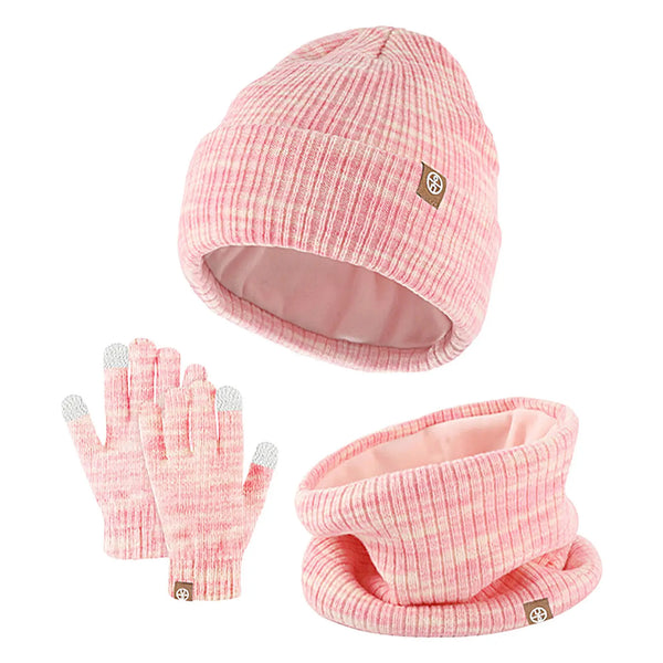 Thermal Warm Soft Winter Hat Scarf Gloves Set