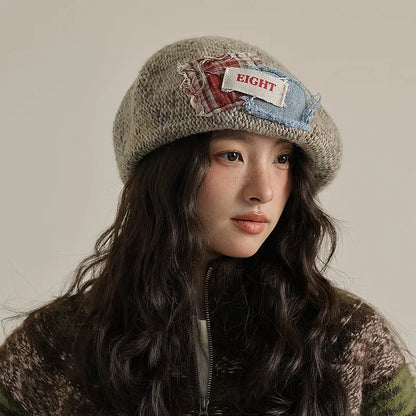 Solid wool felt fabric beret