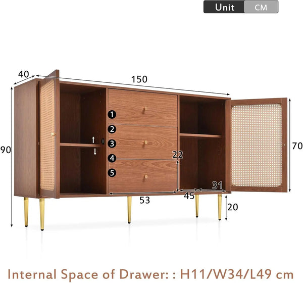 Rattan Sideboard Cabinet for Living Room