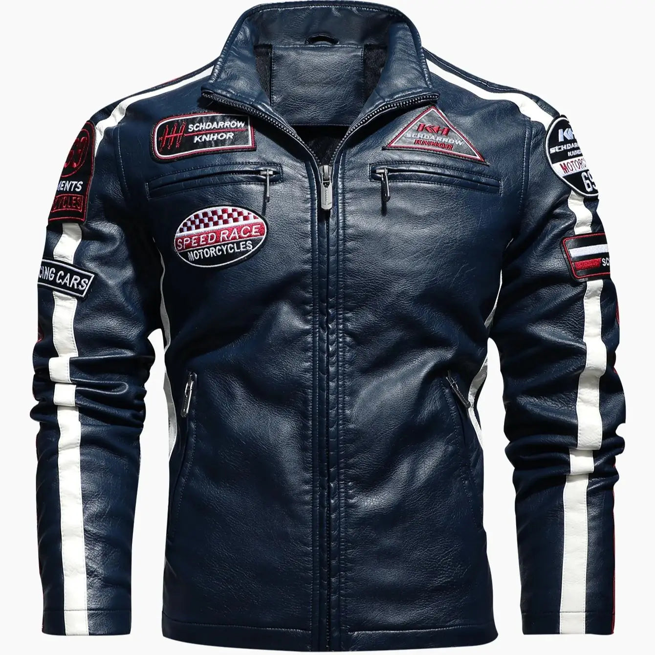 Men's pu leather motorcycle racing jacket