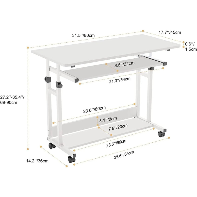Portable Office Desk with Movable Wheels
