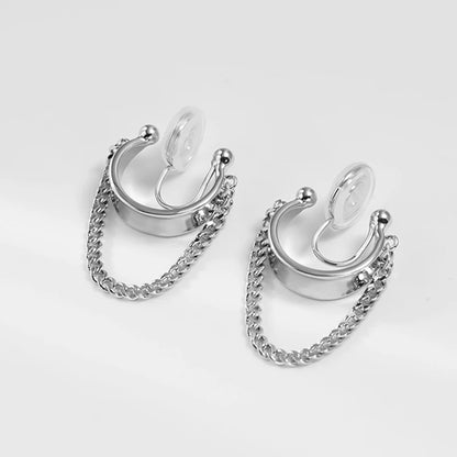 Copper Link Chain Clip Earrings