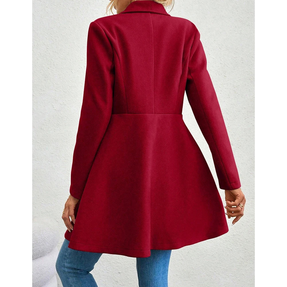 Long sleeve lapel button-up work coat