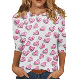 Heart Print Long Sleeve Top For Women