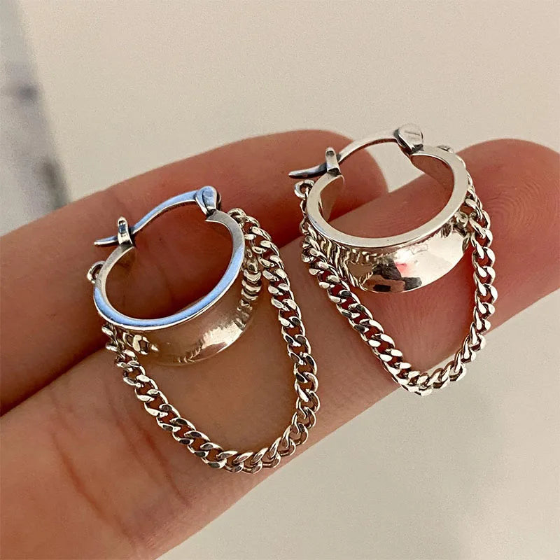 Copper Link Chain Clip Earrings