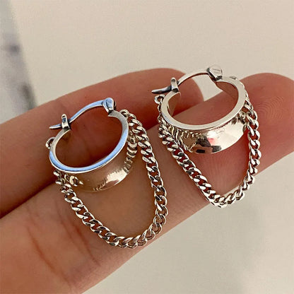 Copper Link Chain Clip Earrings