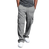 Straight Fit Drawstring Long Multi-pocket Pants
