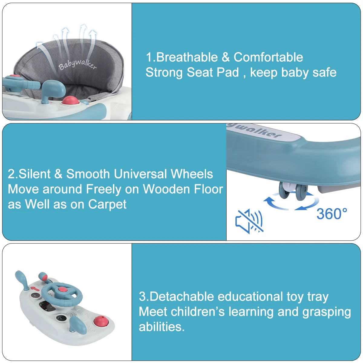 Foldable baby activity walker