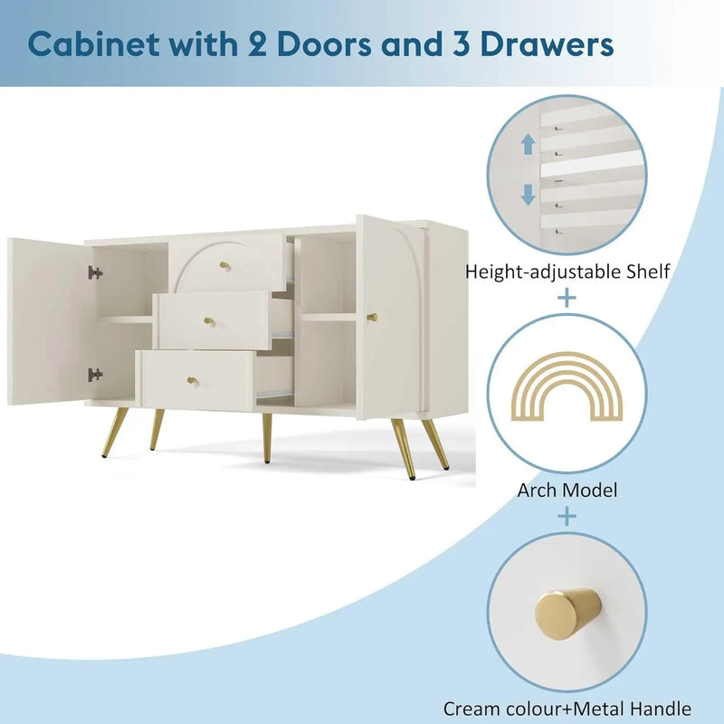 2 Doors and 3 Drawers Sideboard Cabinet for Living Room