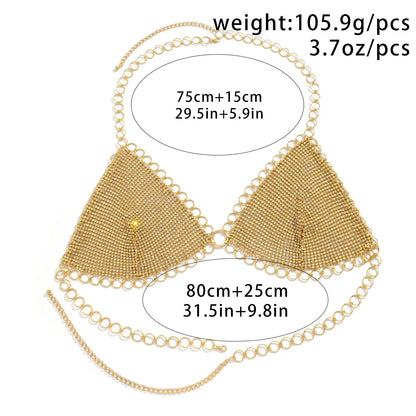 Shiny Rhinestone Mesh Body Chain