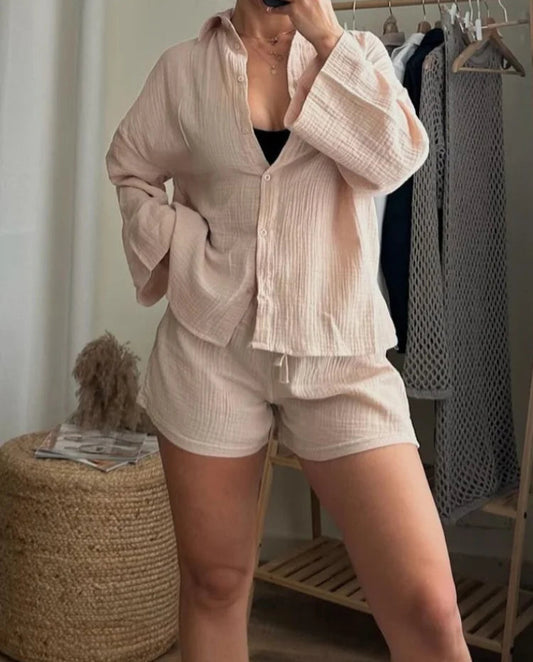 Lace up wide leg lady pants set