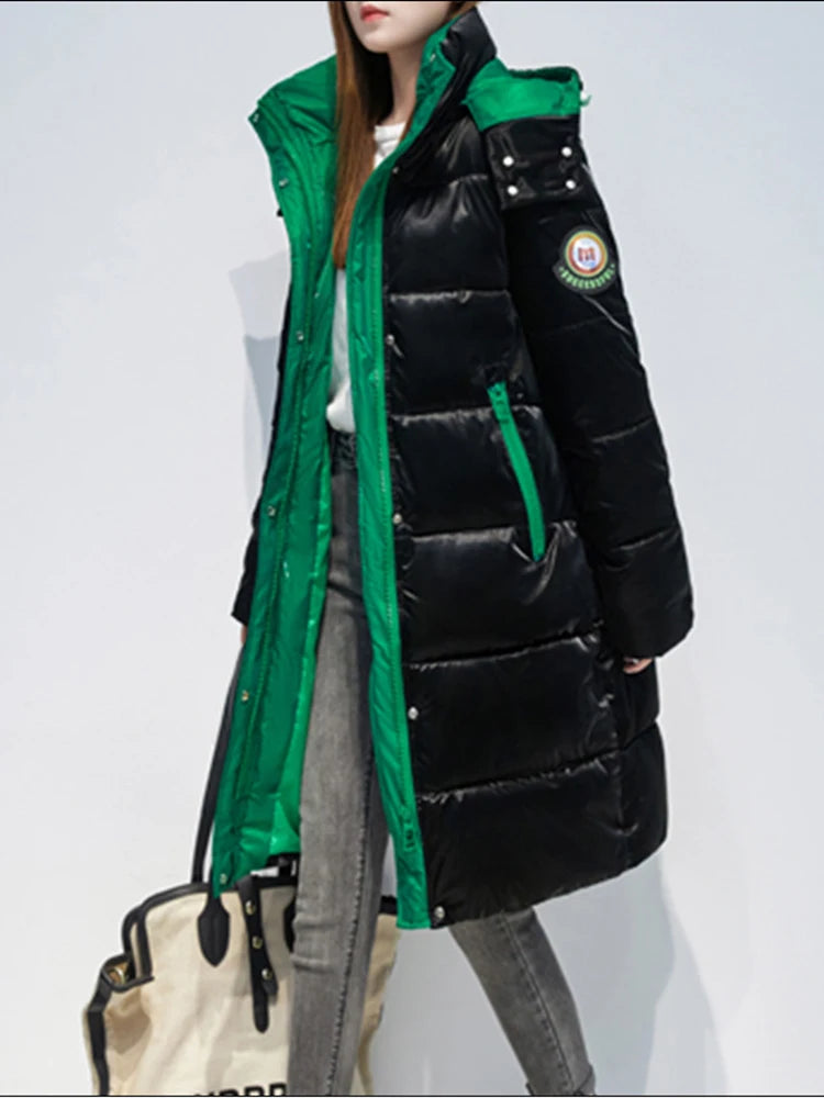 Women's long puffer loose waterproof coat