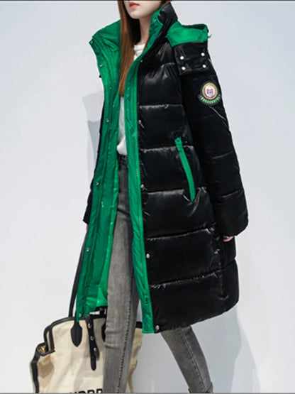 Women's long puffer loose waterproof coat
