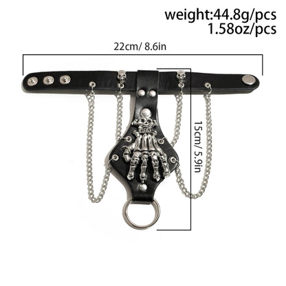 Goth PU Leather Skull Halloween Bracelets